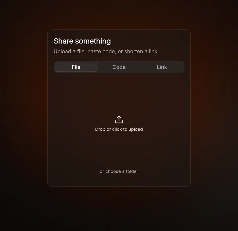 The upload page
